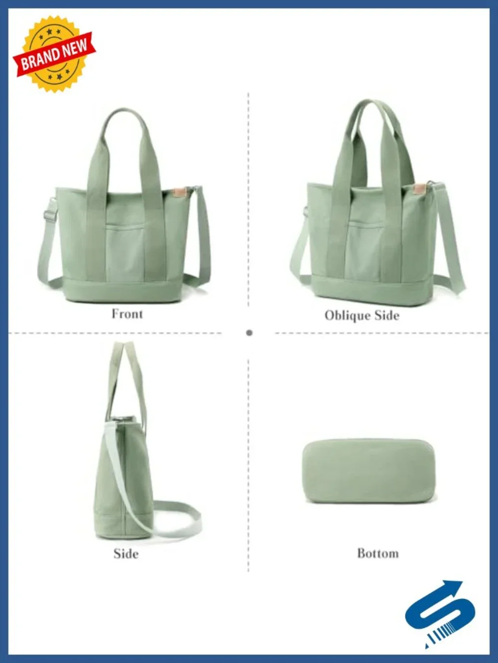 Large Canvas Crossbody Tote Handbag Multi-Pockets Shoulder Bag for Women